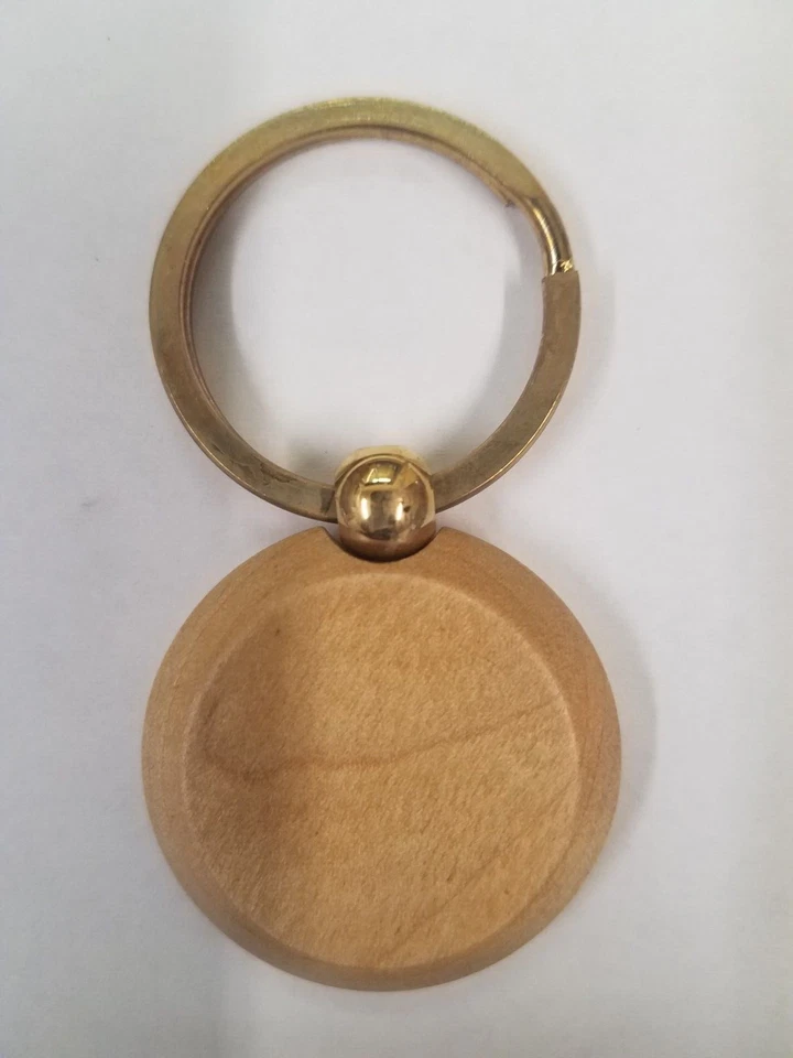 Llavero redondo grabable de madera de arce en blanco de 50 unidades Foto 1 de 1