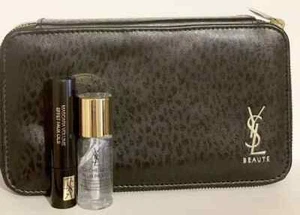 YSL Beauty schwarz Kunstlack Leder Make-up Kosmetiketui Tasche Box mit Spiegel - Bild 1 von 6