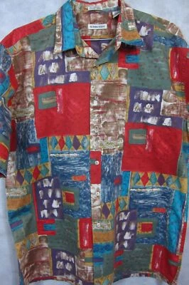 Camisa hawaiana vintage Birmania Bibas algodón césped citas abstractas L Foto 1 de 4