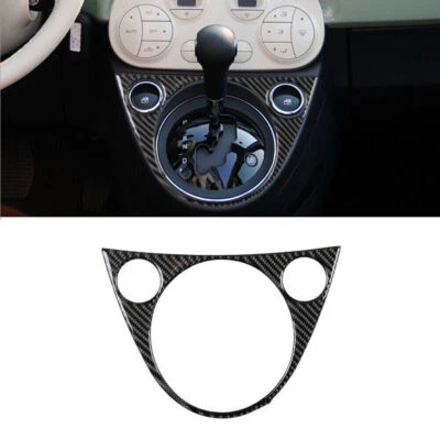 Cubierta de cambio de marchas para consola interior de fibra de carbono Fiat 500 2012-2015 Foto 1 de 4