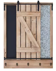 Barn Door Combo Board Memo Board with Hooks - Picture 1 of 11