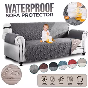 Waterproof Sofa Slip Covers Reversible Quilted Throw Pet Protector Couch Cover - Picture 1 of 138