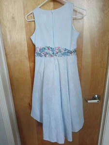 GIRLS RARE EDITION SLEEVELESS BLUE WHITE DRESS SIZE 12 - Picture 1 of 3