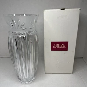 2002 Cristal d'Arques-Durand Vase Clear/Frosted Lead Crystal Carthage Collection - Picture 1 of 14