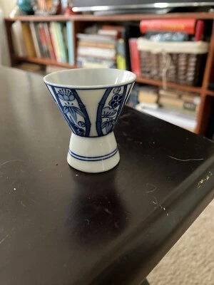 VTG Blue and White Porcelain Japanese Hand painted sake cup - Image 1 of 3