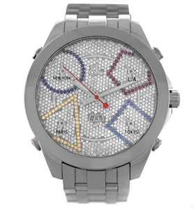 Jacob & Co 5 Time Zone JC49SS Diamond Dial Date Steel 47MM Unisex Watch - Picture 1 of 11