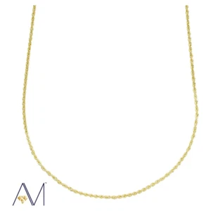 14K Yellow Gold 1.5Mm Rope Chain Necklace, 16” to 24”, with Lobster Clasp, For - Picture 1 of 17