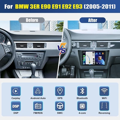 6G+128G Android 14 Autoradio Carplay GPS Navi Per BMW E90-E93 2005-2013 DAB+WIFI - Immagine 1 di 4
