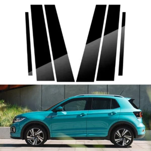 Für VW T-Cross/Tacqua 2019–2023 Fenster Säulenpfosten Abdeckung Schwarz Glänzend - Picture 1 of 15