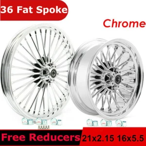 21 & 16 Fat Spoke Wheels Set 21x2.15 16x5.5 for Harley Dyna Street Bob Low Rider - Bild 1 von 12