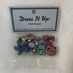 Dress It Up Buttons Shell Shapes Sewing Crafts MultiColor Beach Sea Nautical NEW - Picture 1 of 12