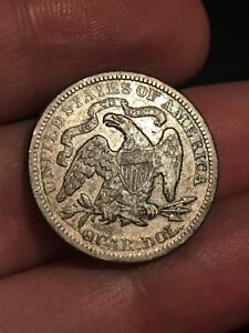 1878 P Silver Seated Liberty Quarter- VF Reverse Details