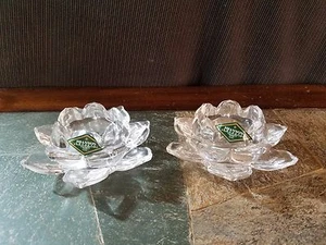 2 Shannon by Godinger Lotus Crystal Votive Holders - Picture 1 of 5