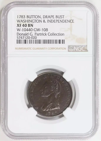 1783 Washington Portrait Cent NGC XF-40 BN WASHINGTON & INDEPENDENCE Cover