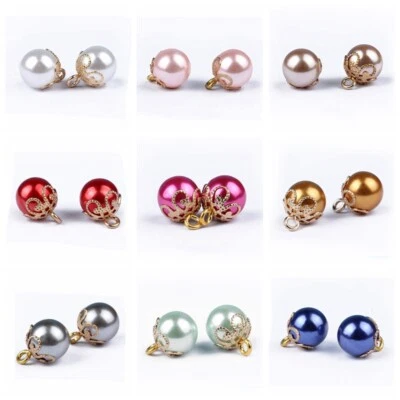 10X Round Faux Pearl Ball Small Buttons Sewing Craft for Evening Dress Decor DIY - Image 1 of 4