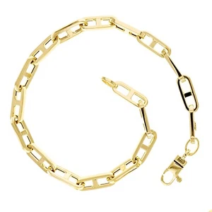 Italian 14k Yellow Gold Hollow Anchor Chain Bracelet 7.5" 4.5mm 4.8 grams - Picture 1 of 4