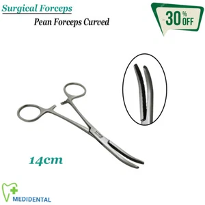 Surgical Hemostatic Pean Forceps Curved 14cm Tweezers - Picture 1 of 4