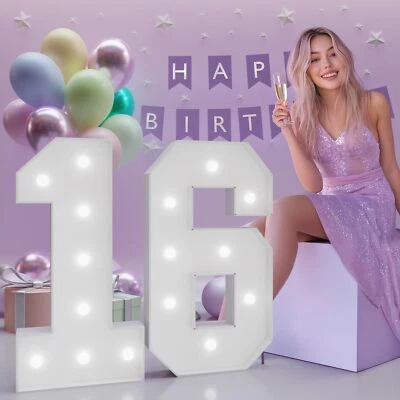 Decoraciones iluminadas de cumpleaños 16, 16 de 3 pies para niñas niños ella él, ma... Foto 1 de 4