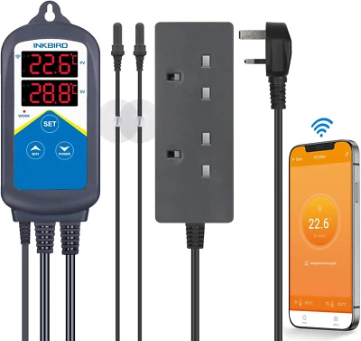 WiFi Aquarium Temperature Controller Dual Probe Thermostat Fish Tank Heater - Image 1 of 4