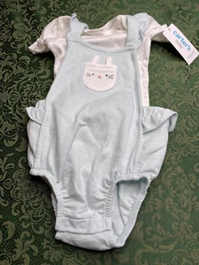 NWT 6m carters easter bunny ruffled shirt romper shortalls bubble spring rabbit - Picture 1 of 5