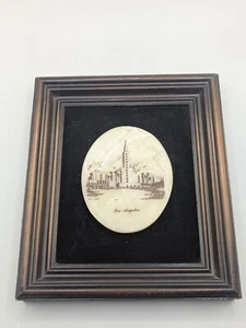 Vintage 1984 Framed City Of Los Angeles Framed Engraved Marble Medallion  - Picture 1 of 5