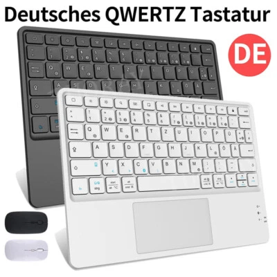 QWERTZ Bluetooth Maus Tastatur mit Touchpad für Android IOS Windows Tablet iPad - Bild 1 von 4