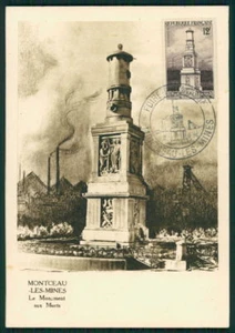 FRANCIA MK 1956 MONTCEAU-LES-MINES MONUMENTO MINERÍA MINA TARJETA MÁXIMA MC CM bz82 - Imagen 1 de 2