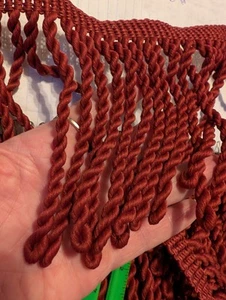 Burgundy Fringe Trim, Beautiful Twisted Style, Long 5" Fringe [Sold By The Yard] - Picture 1 of 8