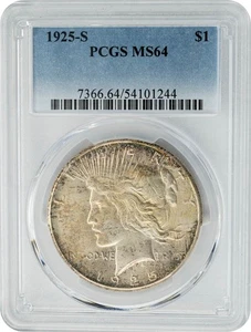 1925-S Peace Silver Dollar $ MS64 PCGS 950588-4 - Picture 1 of 5