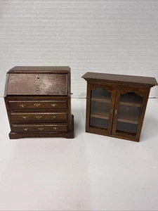 Puppenhaus Miniatur viktorianischer Stil Holz 3 Schubladen schräge Rezeption & Bücherregal - Bild 1 von 16
