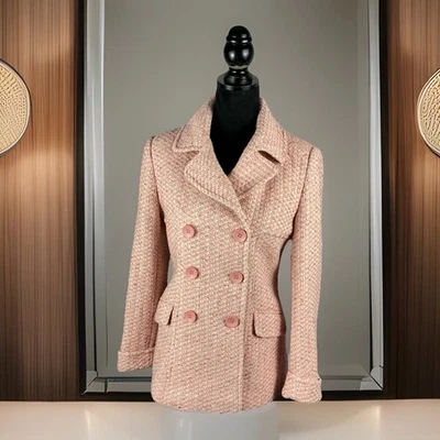 Chaqueta Moda International Lana Chaquetón Hilos Oro Rosa Doble Pecho Talla S Foto 1 de 4