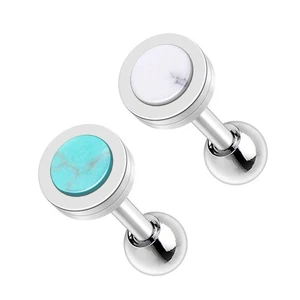 316L Stainless Steel Round Shaped Stone Cartilage Earring - Picture 1 of 1