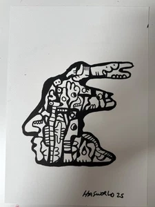 HASWORLD Original Abstract Paper A4 Expressionism Modern Contemporary Ink Art - Picture 1 of 1