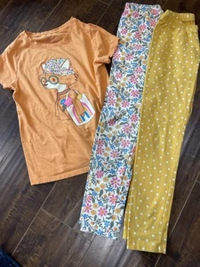 Cat & Jack Fox Floral Tee And Floral/Mustard Polka Dot Leggings Set 8 Years - Picture 1 of 3