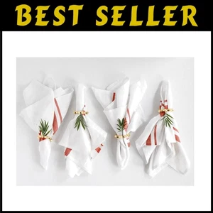 Handgefertigte europäische Leinenservietten rot gestreift - Bild 1 von 10