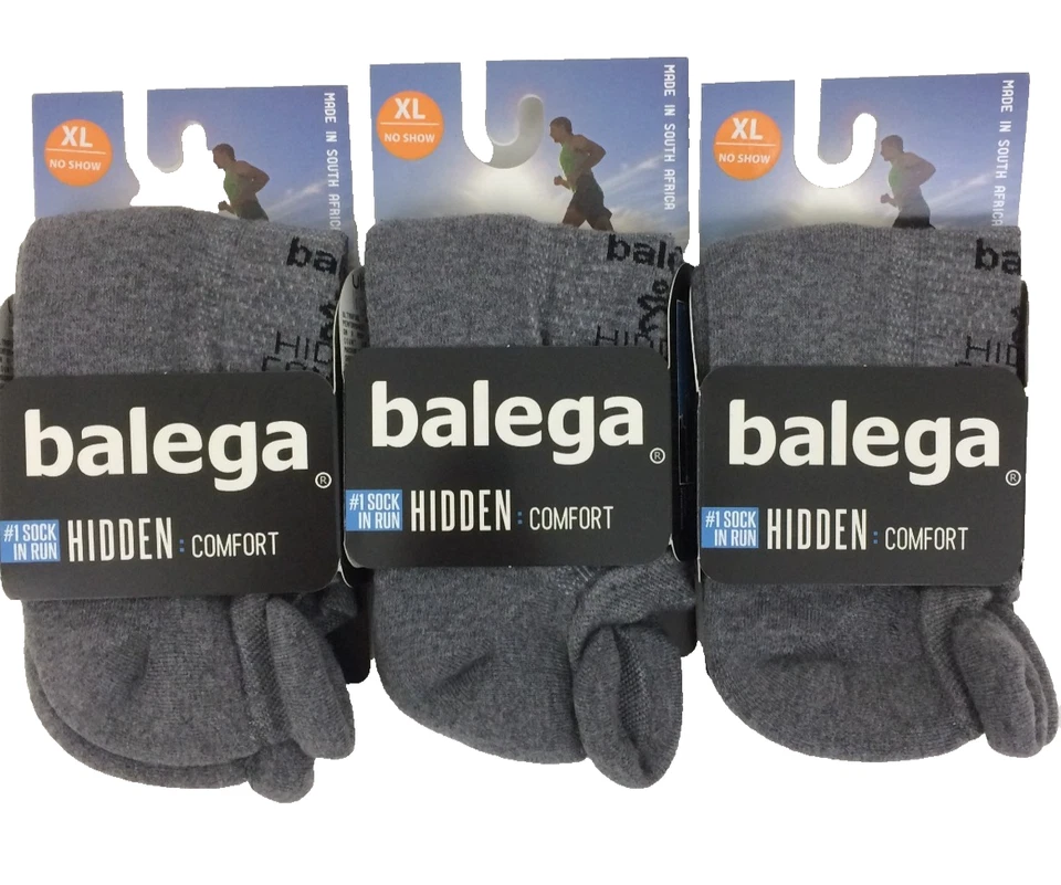 Balega Unisex No Show Running Socks 3 Pack Size XL Grey Hidden Comfort New F1 - Image 1 of 4