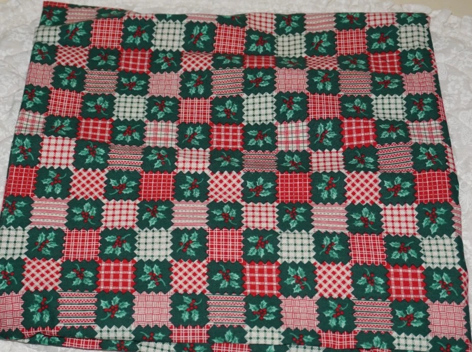 1yd x 42", Fabric Tradition, "Mistletoe & Patchwork Checkerboard", Cotton Fabric - Image 1 of 1