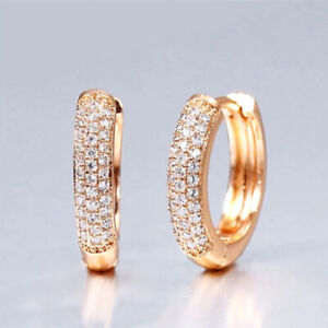 18k Yellow Gold Plated Cubic Zirconia Gold Fashion Earrings for 