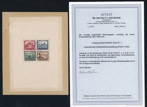 Reich Alemán Bloque 1 por carta certificada IPOSTA 1930 - Certificado - Imagen 1 de 2