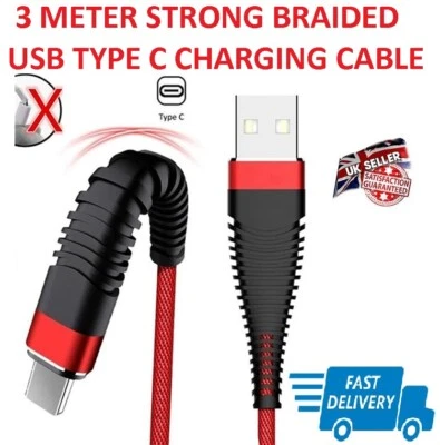 MOTOROLA MOTO G7 POWER USB TYPE C STRONG CHARGING CABLE BRAIDED CHARGER & SYNC - Image 1 of 4