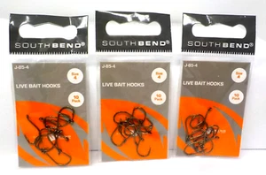 South Bend Live Bait Hook Size 4 - 10Pk  J-85-4  (x3 Packs)  **NEW** - Picture 1 of 3