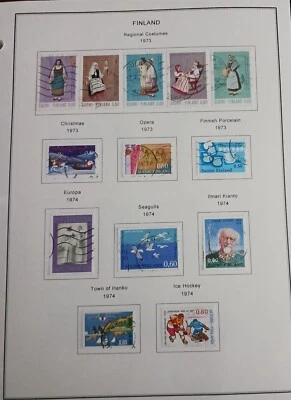 FINLAND - 1973 - 74 - LOT OF STAMPS ON ALBUM PAGE  - USED & MH - Image 1 of 4