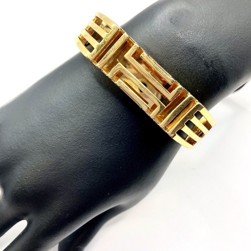 TORY BURCH Tori Burch X Fitbit Hinged Bracelet G Tone Metal Geometric Design SEE