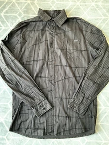 Ripcurl Geometric Long Sleeve Shirt Mens Size Large Black Button Up Shirt Slim - Picture 1 of 9
