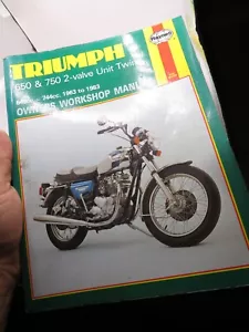 Triumph 650 y 750cc unidad de 2 válvulas gemelas 1963-1983 Haynes manual de taller del propietario - Imagen 1 de 3