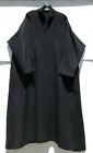 Eskandar BLACK Size (2) Linen Imperial Collar A-line 52" Long Dress w/Pockets