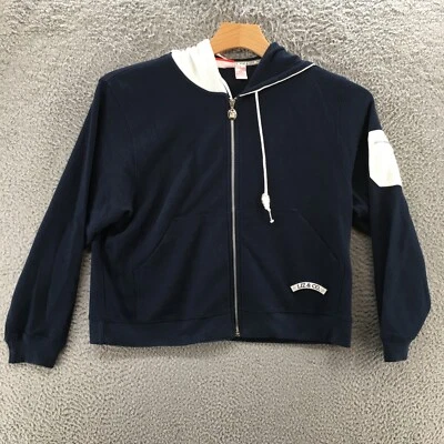 Chaqueta con Capucha Liz Claiborne Cremallera para Mujer Pequeña Azul Algodón Manga Larga Bolsillos Foto 1 de 4