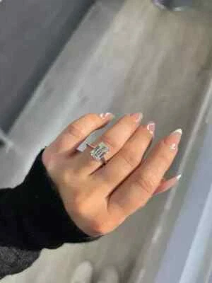 Lab Grown 1.00 Ct Emerald Cut F VS2 CVD Diamond Ring Solitaire 14k White Gold - Image 1 of 4