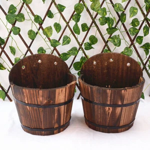 Railing Planter Outdoor Wooden Flower Pot Garden Pots Fence Hanging Planters - Picture 1 of 12