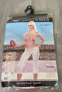 Womans NEW NWT Pink White SEXY QUARTERBACK QUEEN HALLOWEEN COSTUME Size M/L NICE - Picture 1 of 9
